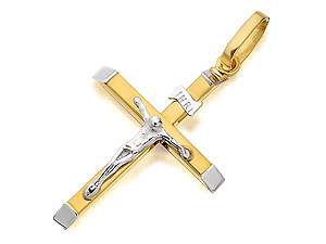 Unbranded 9ct Two Colour Gold Crucifix 25mm - 186338