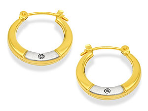 Unbranded 9ct-Two-Colour-Gold-Cubic-Zirconia-Hoop-Earrings-072822