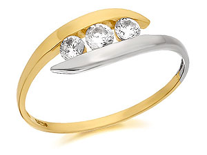Unbranded 9ct Two Colour Gold Cubic Zirconia Trilogy Ring