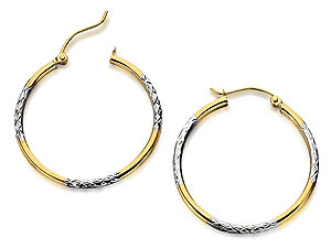 Unbranded 9ct-Two-Colour-Gold-Cut-Hoop-Earrings--28mm-072292
