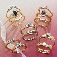 9ct. Two Colour Gold Diamond Bridal Set