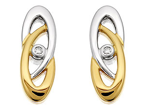 Unbranded 9ct-Two-Colour-Gold-Diamond-Double-Curl-Earrings-045501