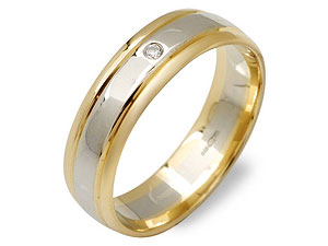 Unbranded 9ct Two Colour Gold Diamond-Set Grooms Wedding