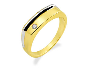 Unbranded 9ct-Two-Colour-Gold-Diamond-Set-Signet-Ring-184021