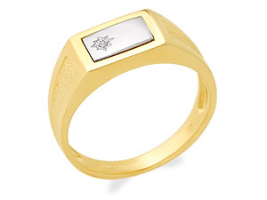 Unbranded 9ct-Two-Colour-Gold-Diamond-Set-Signet-Ring-184056