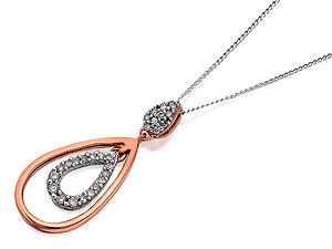 Unbranded 9ct Two Colour Gold Diamond Teardrop Pendant And