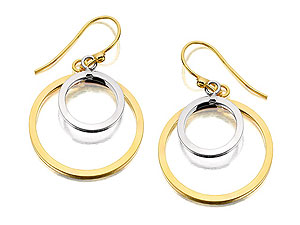 Unbranded 9ct-Two-Colour-Gold-Double-Hoop-Hook-Wire-Earrings--25mm-071098