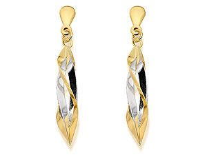 Unbranded 9ct-Two-Colour-Gold-Four-Ribbon-Twist-Drop-Earrings--14mm-071410