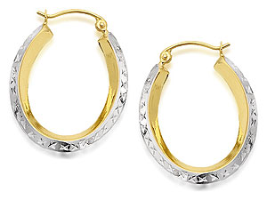 Unbranded 9ct Two Colour Gold Hoop Earrings 25mm - 074189