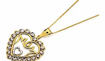 An outline heart with yet another heart in the centre, as a gift to your mum she will know how much you care. Yellow and white gold combine to create this 1.6cm pendant strung from an 18/46.5cm chain.