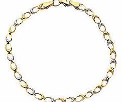 Unbranded 9ct Two Colour Gold Open Link Bracelet 7.25`` -