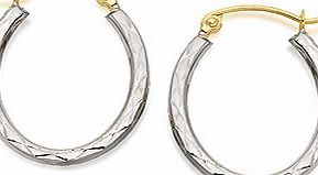 Unbranded 9ct Two Colour Gold Oval Hoop Earrings 21mm -