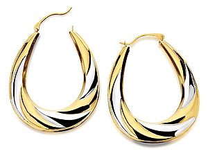 Unbranded 9ct-Two-Colour-Gold-Ribbon-Twist-Large-Oval--Creole-Earrings--3.3cm-074139