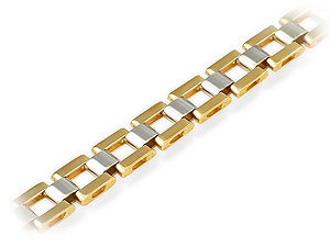 Unbranded 9ct Two Colour Gold Square Link Bracelet - 076565