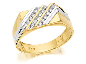 Unbranded 9ct-Two-Colour-Gold-Three-Rows-Of-Diamonds-Signet-Ring--0.25ct-183903