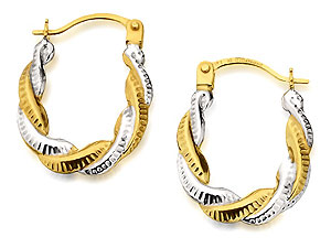 Unbranded 9ct Two Colour Gold Twist Creole Hoop Earrings