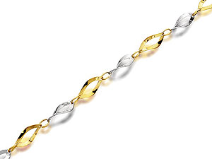 Unbranded 9ct Two Colour Gold Twist Link Necklace - 188002