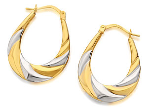 Unbranded 9ct Two Colour Gold Twisted Creole Hoop Earrings