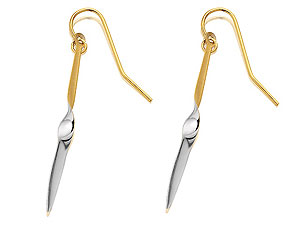 Unbranded 9ct Two Colour Gold Twisted Spear Drop Earrings