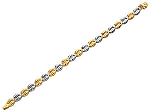 Unbranded 9ct Two Colour Gold Wave Link Bracelet 7.25``