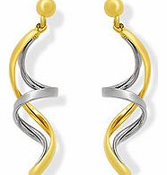 An interesting contrast is created by the 9ct two colour gold twisted spirals. With a total drop of 3.7cm.