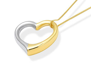 Unbranded 9ct-White-And-Yellow-Gold-Heart-Pendant-And-Chain--15mm-188169