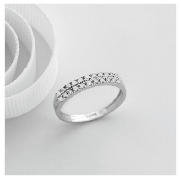 Unbranded 9CT WHITE GOLD 25PT DIAMOND DOUBLE ROW RING, K