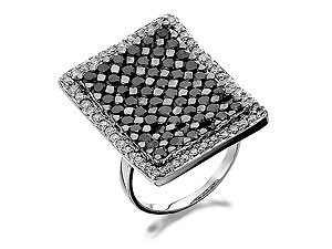 Unbranded 9ct-White-Gold-3-Carat-Night-And-Day-Black-And-White-Diamond-Cluster-Ring-047983