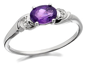 Unbranded 9ct White Gold Amethyst And Diamond Ring - 180413