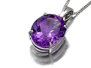 Unbranded 9ct White Gold Amethyst Pendant And Chain - 188266