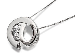 Unbranded 9ct White Gold And Cubic Zirconia Swirl Pendant
