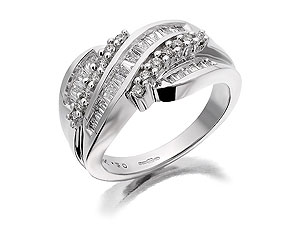 Unbranded 9ct White Gold and Diamond Crossover Ring 046891