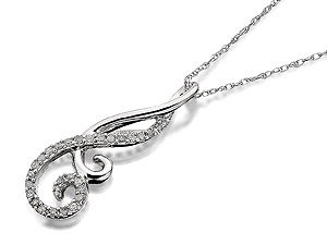 Unbranded 9ct White Gold And Diamond Double Swirl Pendant