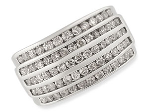 Unbranded 9ct White Gold and Diamond Five Band Ring 046828