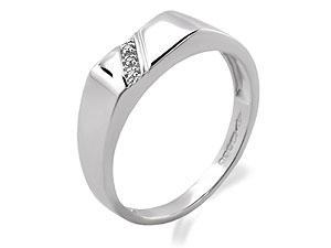 Unbranded 9ct-White-Gold-and-Diamond-Signet-Ring-183974