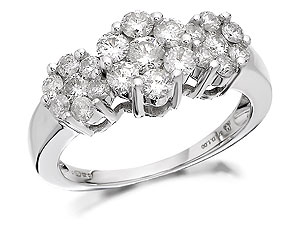 Unbranded 9ct-White-Gold-And-Diamond-Trilogy-Cluster-Ring--1ct-046622