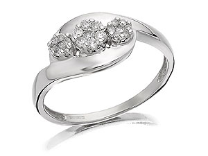 Unbranded 9ct White Gold and Diamond Trilogy Crossover Ring 047110-N