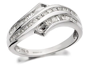 Unbranded 9ct White Gold And Diamond Triple Band Ring