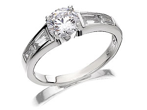 Unbranded 9ct-White-Gold-Baguette-Cut-Cubic-Zirconia-Solitaire-Ring-185953