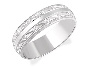 Unbranded 9ct White Gold Beaded Wedding Ring 182409-U