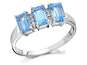 Unbranded 9ct-White-Gold-Blue-Topaz-And-Diamond-Ring-181406