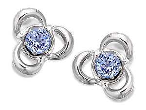 Unbranded 9ct White Gold Blue Topaz Trefoil Earrings 8mm