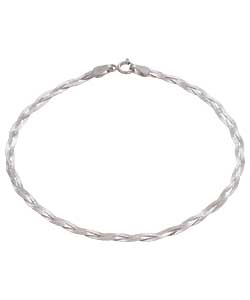 Unbranded 9ct White Gold Braided Herringbone Bracelet