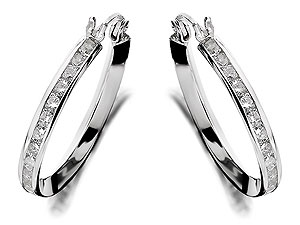 Unbranded 9ct-White-Gold-Channel-Set-Cubic-Zirconia-Creole-Earrings--20mm-073234