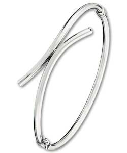 9ct White Gold Crossover Bangle