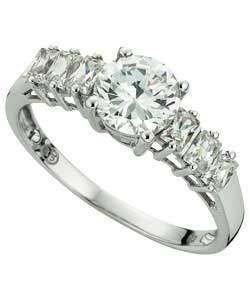 Unbranded 9ct White Gold Cubic Zirconia Baguette Shoulder Ring