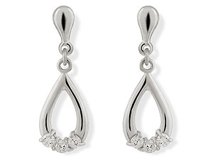 Unbranded 9ct-White-Gold-Cubic-Zirconia-Tear-Drop-Earrings-073154