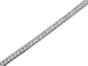 Unbranded 9ct White Gold Cubic Zirconia Tennis Bracelet -