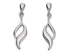 Unbranded 9ct White Gold Cut Out Leaf Drop Earrings 25mm