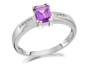 Unbranded 9ct-White-Gold-Diamond-And-Amethyst-Ring--8pts-047920